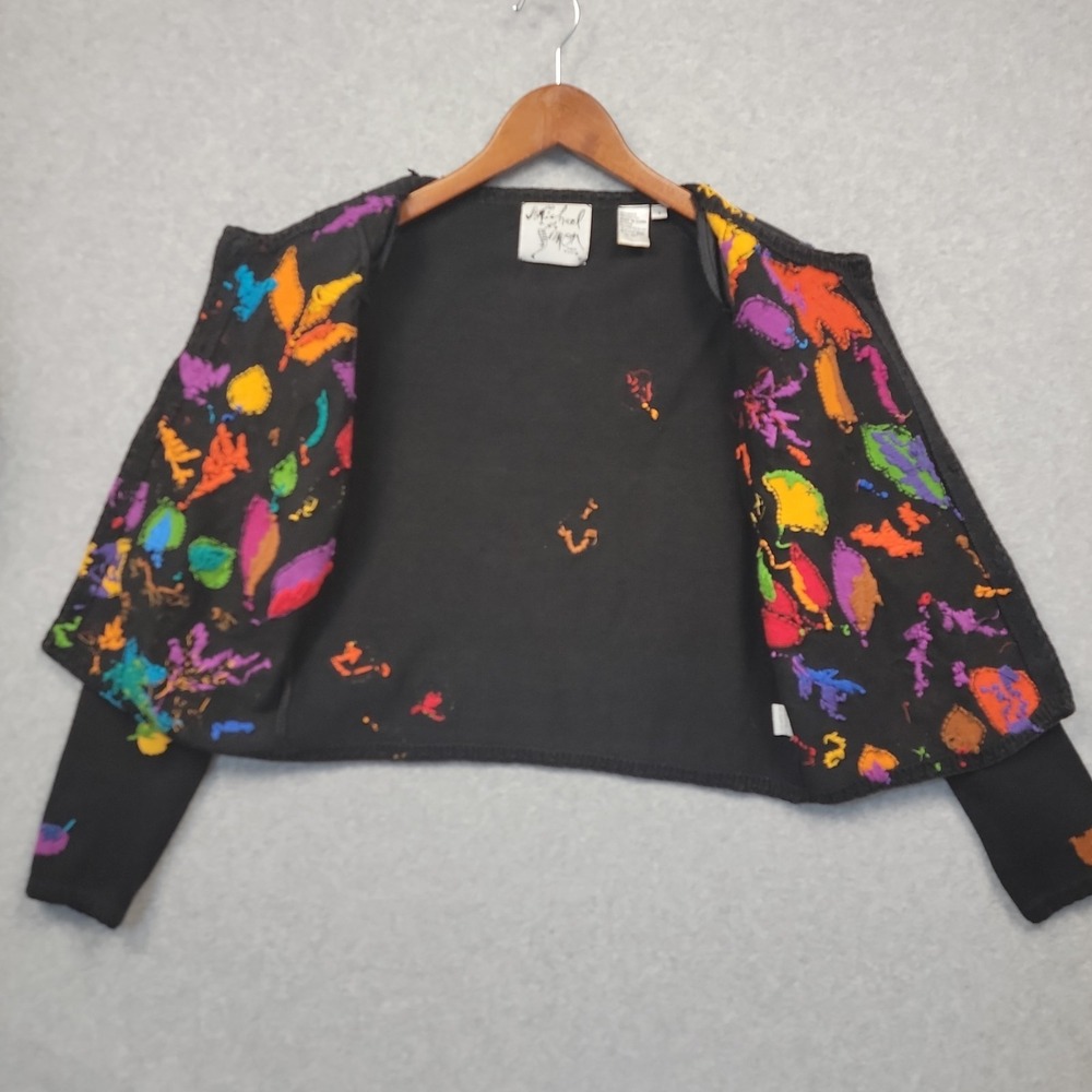 Vintage MICHAEL SIMON Cardigan Sweater Sz S Fall Leaves Acorns Beads Embroidered - Picture 10 of 16